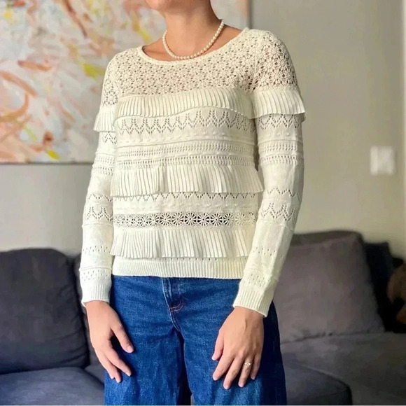 La Maille Sézane Tilla Jumper Sweater - White Ivory - Size XS - Picture 3 of 14